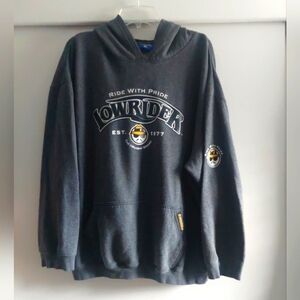 Rare Vintage 90s LOWRIDER MAGAZINE Logo HOODED SWEATSHIRT GRAY XL